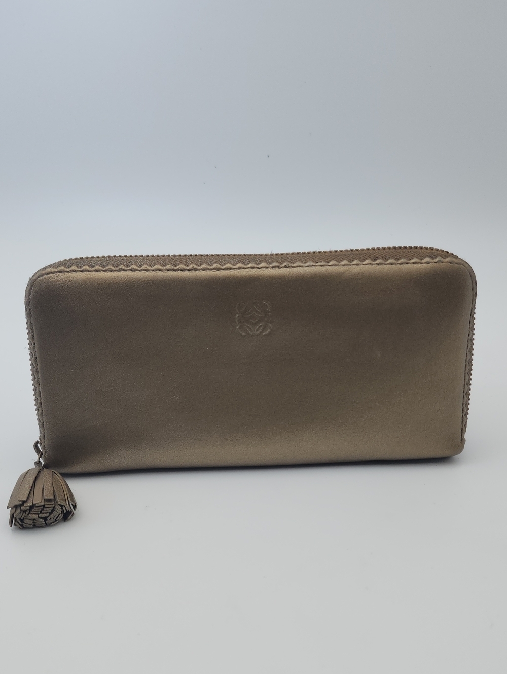 LOEWE Anagram Continental Long Zip Around Wallet Metallic Bronze Gold Leather